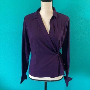 Ann Taylor loft long sleeve purple wrap shirt in size 8